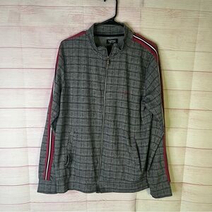 Man Boohoo Man  Houndstooth Print Zipper Track Jacket Size Large‎